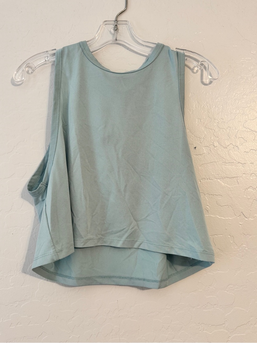 ๐Women's Light Blue Cropped Sleeveless Round Neck Stretch Tank Top Gym